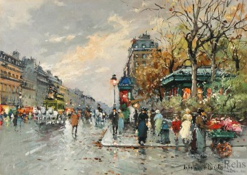 Antoine Blanchard Painting - antoine blanchard la rue lafayette et le square montholon
